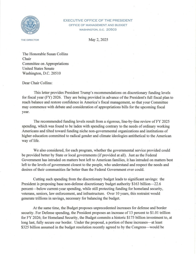 美国政府：2026财年预算提案概览