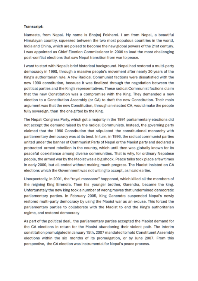 尼泊尔冲突后选举：历史性成就与挑战