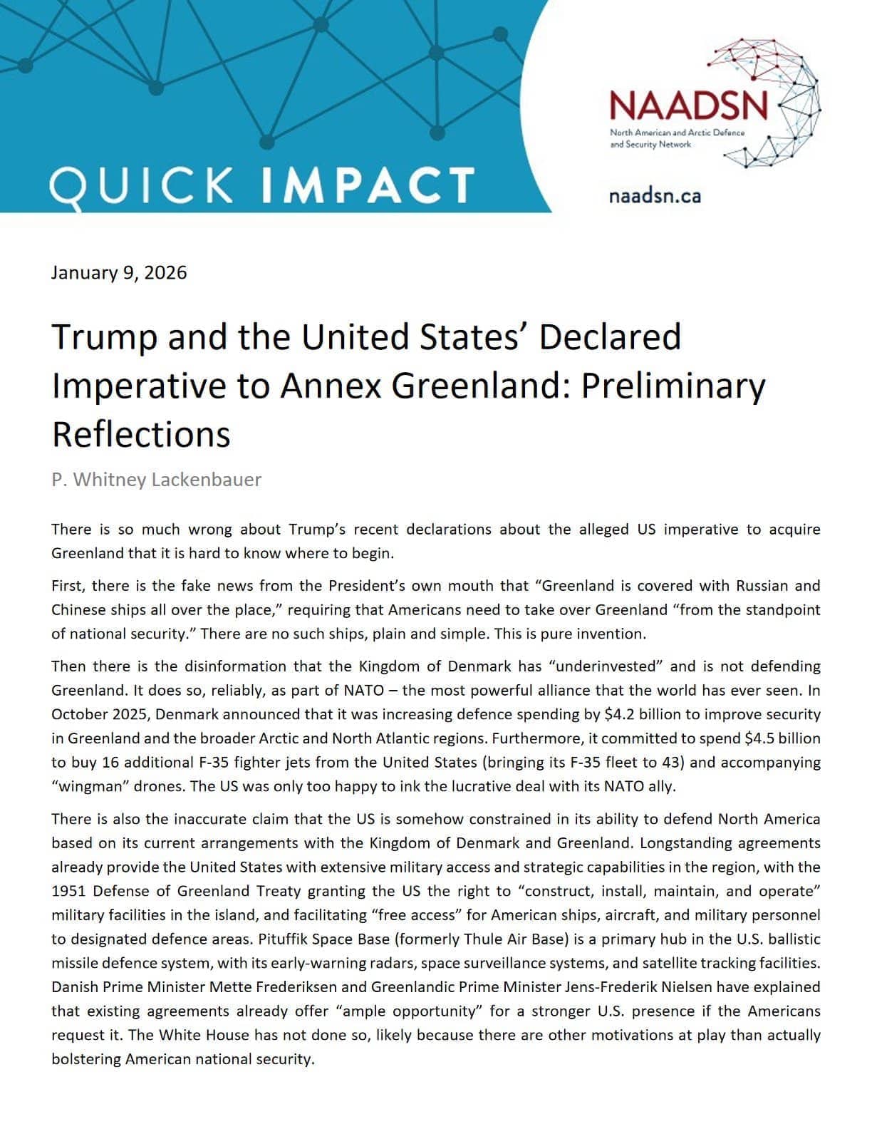 特朗普与美国所谓吞并格陵兰岛的“必要性”：初步反思