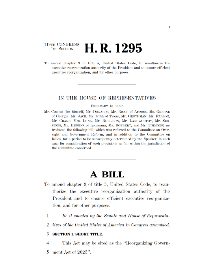 2025 年美国政府重组法案