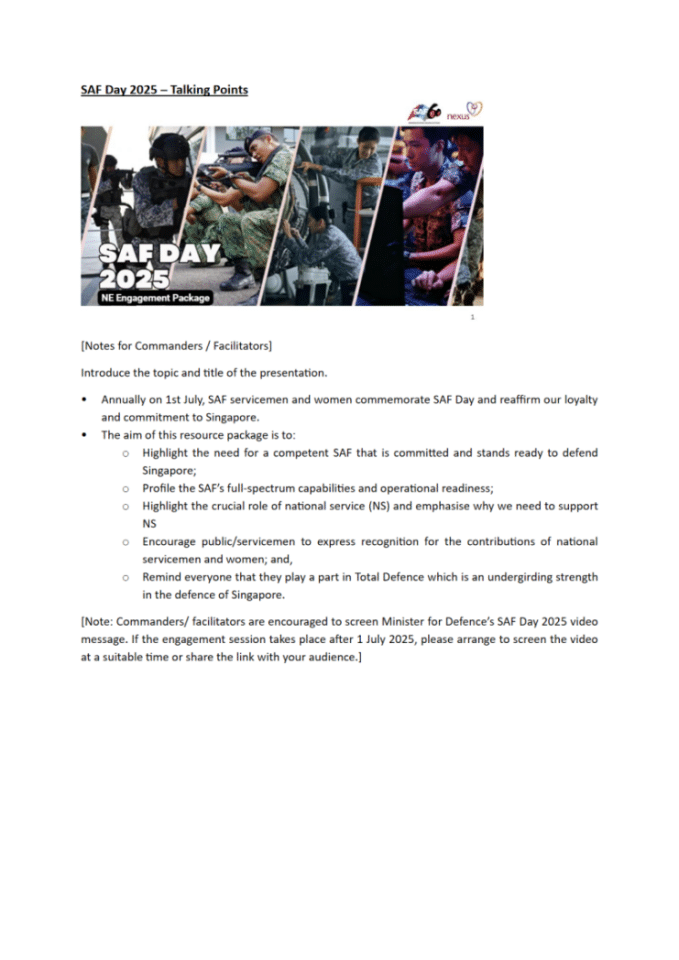 SAF Day 2025 – Talking Points