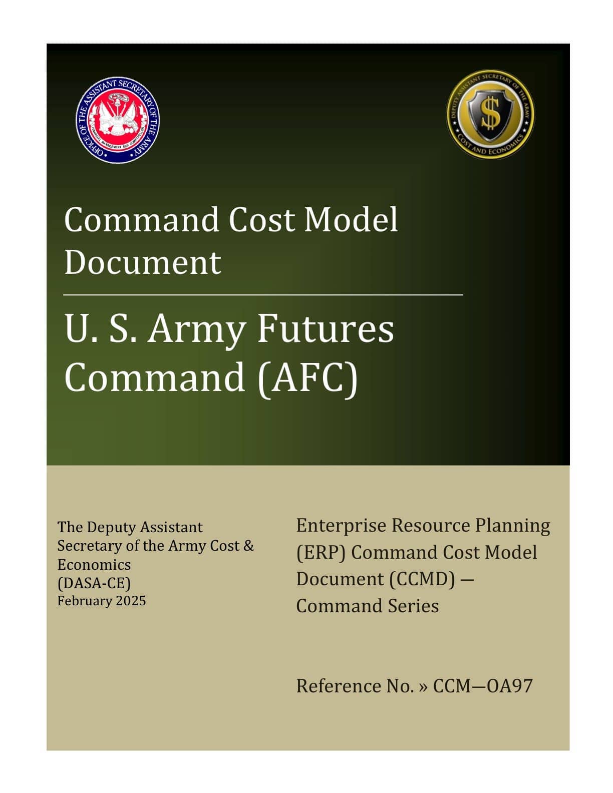 美国陆军未来司令部（AFC）企业资源规划（ERP）指挥成本模型文件——指挥系列