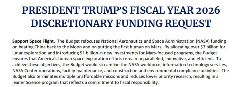 特朗普总统2026财年自主性支出预算请求