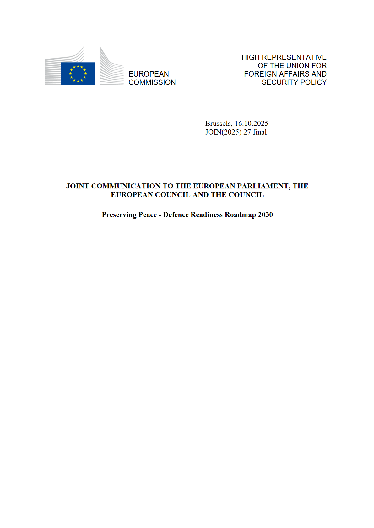 Preserving Peace - Defence Readiness Roadmap 2030