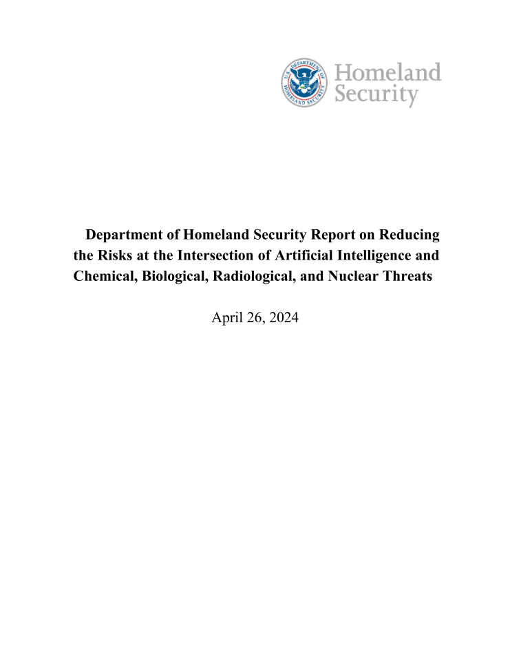 美国国土安全部：人工智能与化生放核威胁交叉风险减缓报告