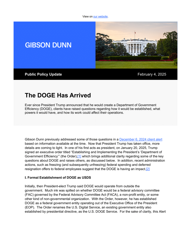 DOGE 已到来：美国政府效率部（USDS）的设立、运作与影响