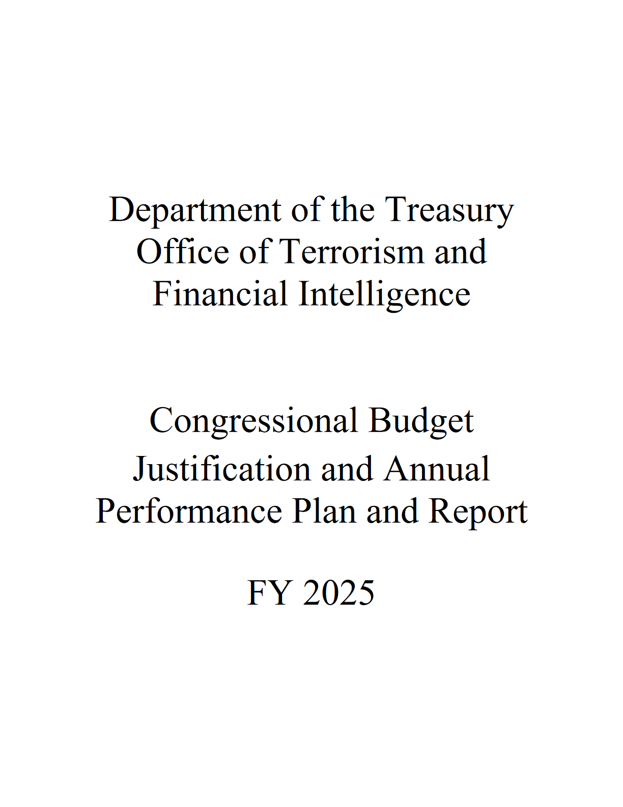 财政部反恐与金融情报办公室2025财年预算与绩效报告