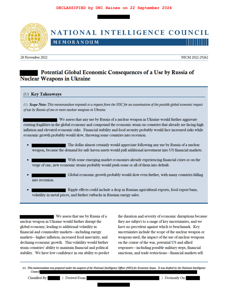 俄罗斯在乌克兰使用核武器的潜在全球经济后果