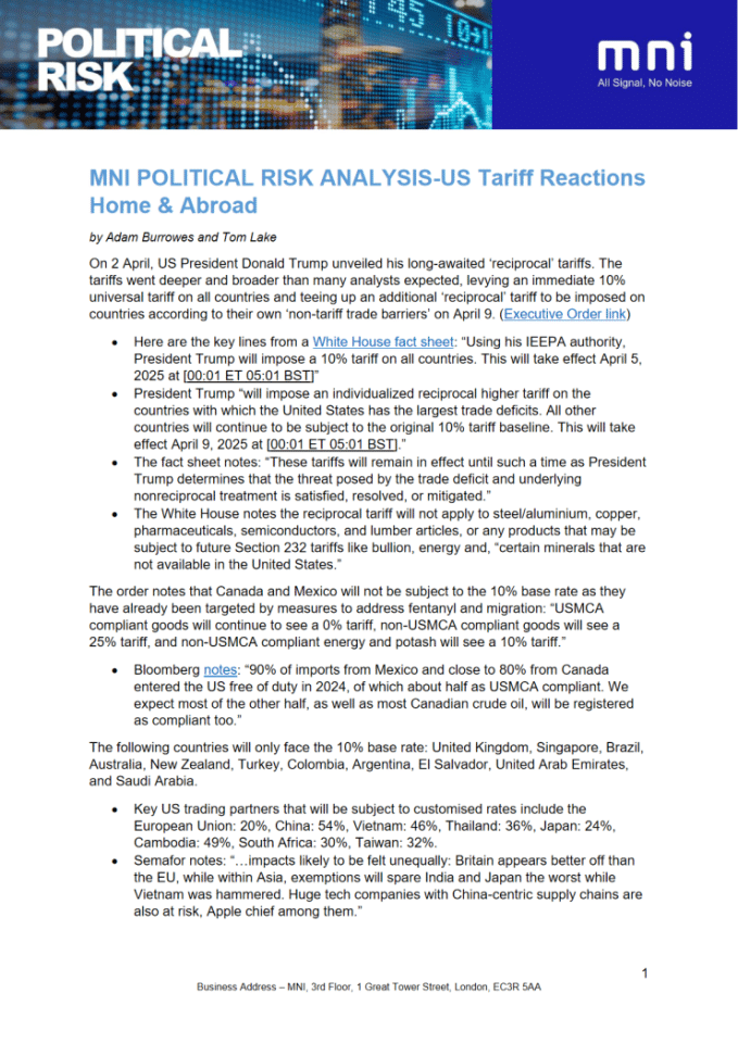 美国关税反应：特朗普“互惠”关税的全球影响