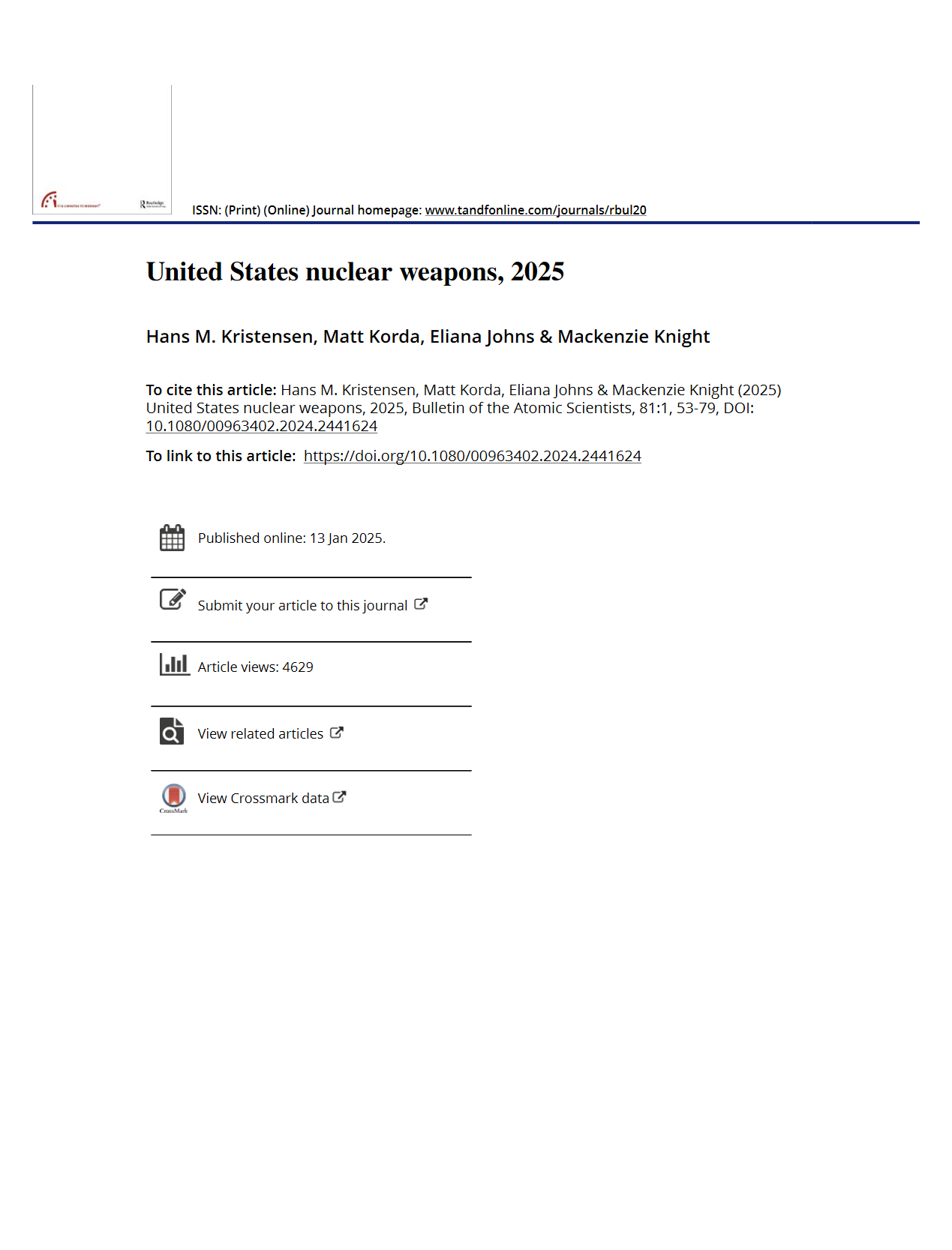 美国核武库2025年态势评估