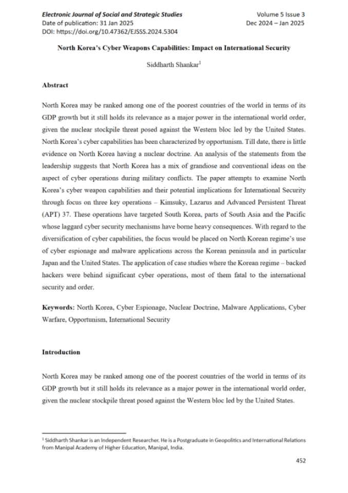 朝鲜的网络武器能力：对国际安全的影响