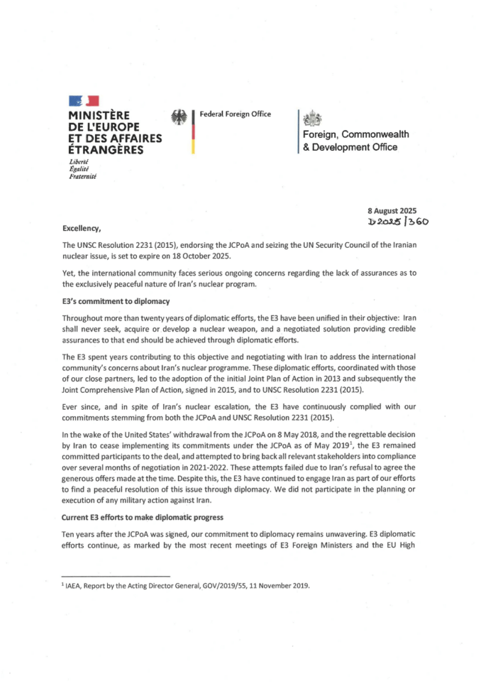 外交、联邦和开发事务办公室（FCDO）：欧洲三国对伊朗核问题的外交努力与制裁措施