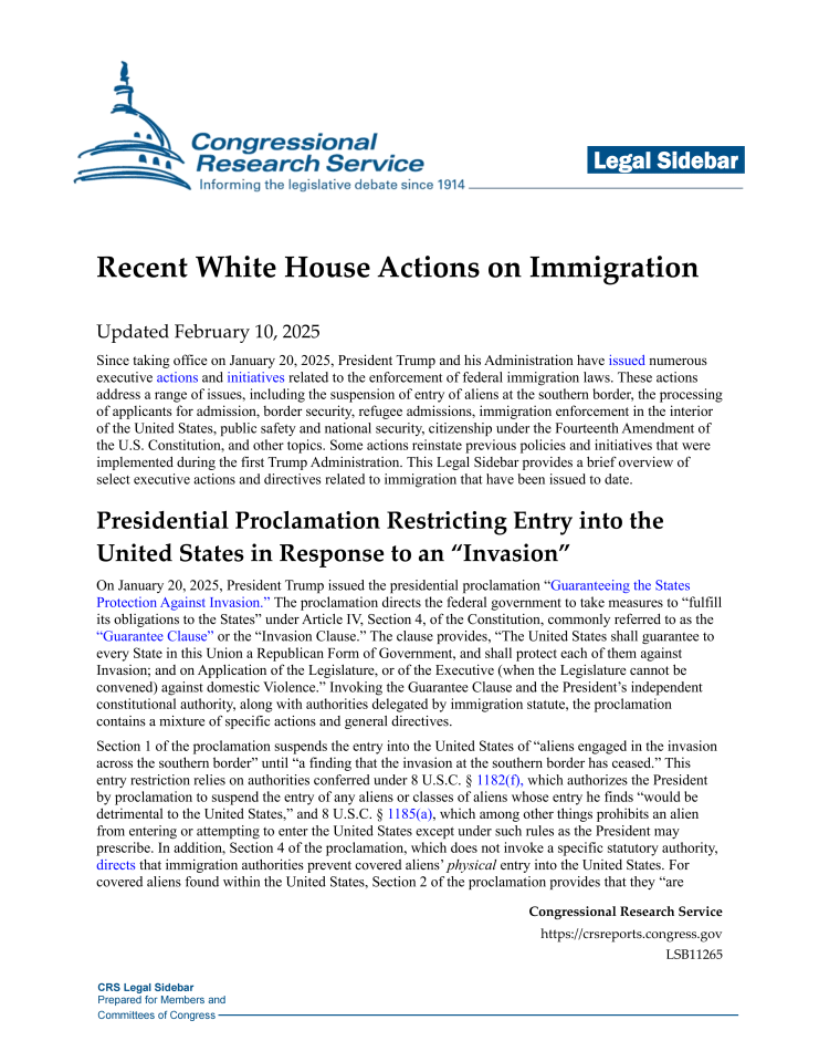 白宫近期移民相关行动法律解析（2025）