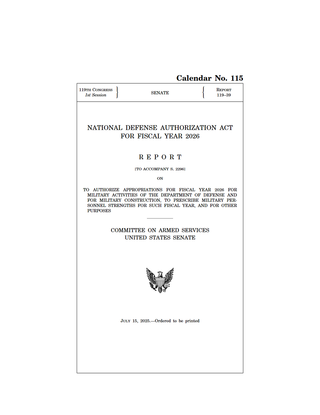 2026财年国防授权法案：国防预算与军事建设