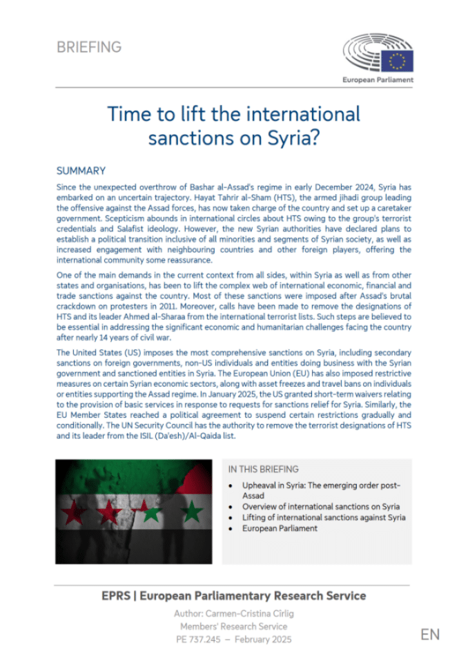 是时候解除对叙利亚的国际制裁了吗？