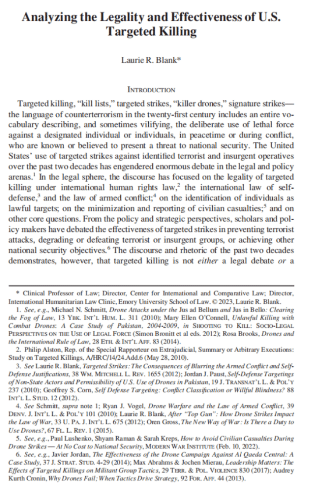 美国定点清除行动的合法性与有效性分析