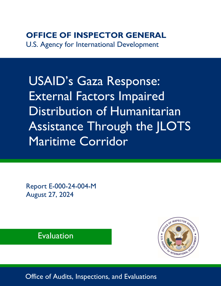 美国国际开发署加沙响应评估：JLOTS海上走廊人道主义援助分发受阻