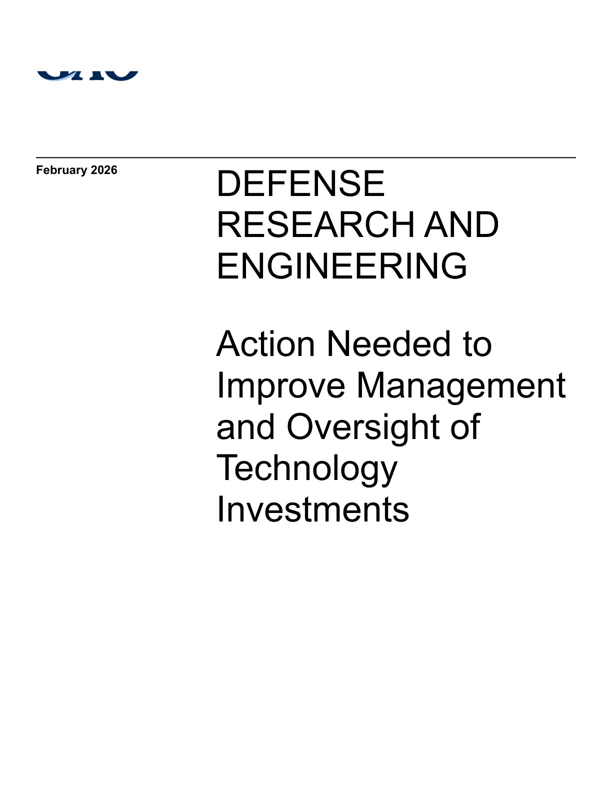 国防研究与工程：需采取行动以改进技术投资的管理与监督