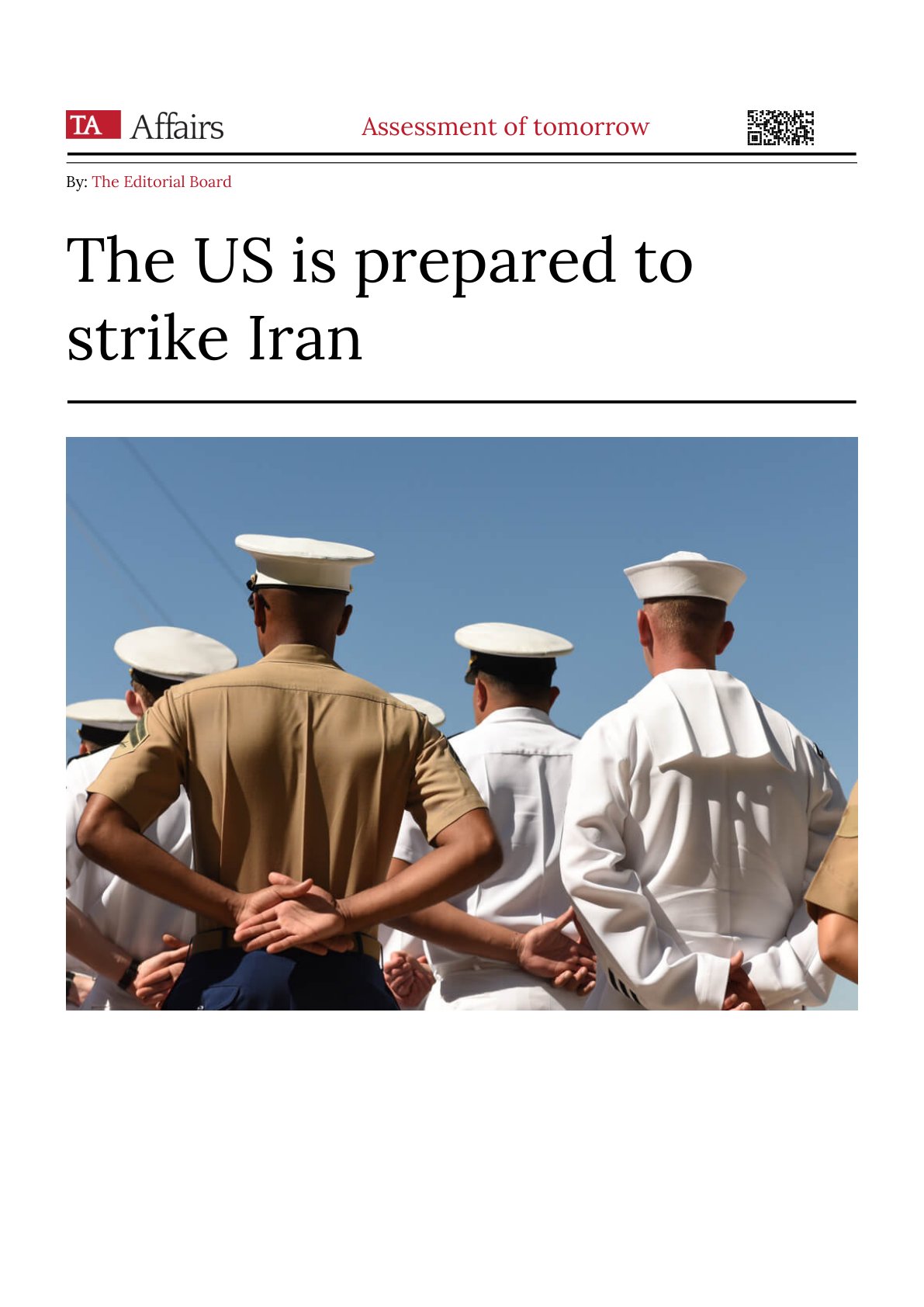 美国对伊朗军事打击准备评估