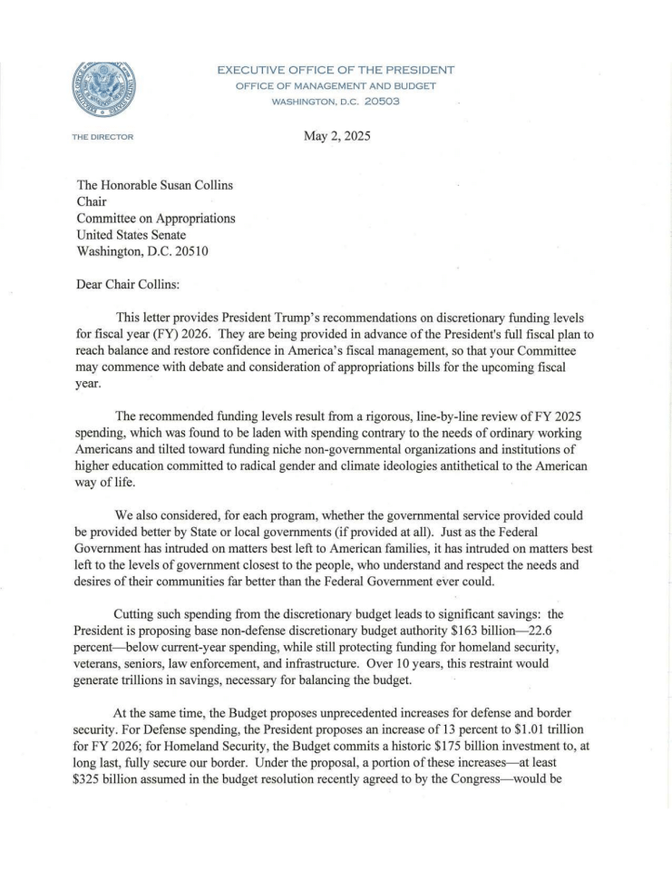 特朗普总统：2026财年预算提案