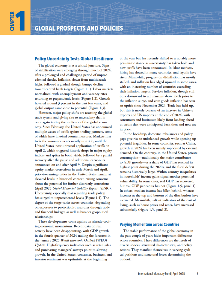 全球前景与政策不确定性考验全球韧性