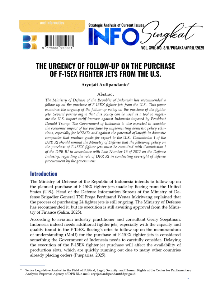 印度尼西亚跟进购买美国F-15EX战斗机的紧迫性分析
