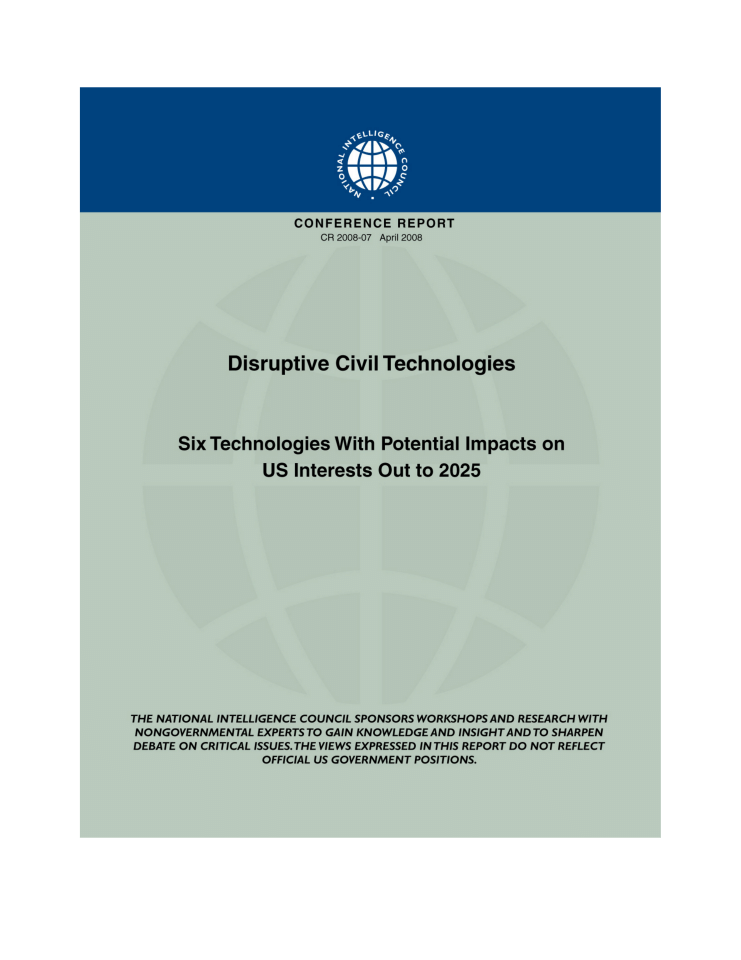 颠覆性民用技术：2025年前影响美国利益的六大技术