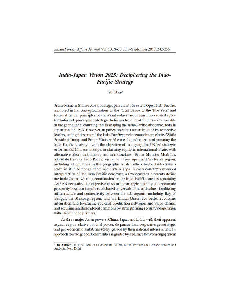 印度—日本愿景2025：解读印度—太平洋战略