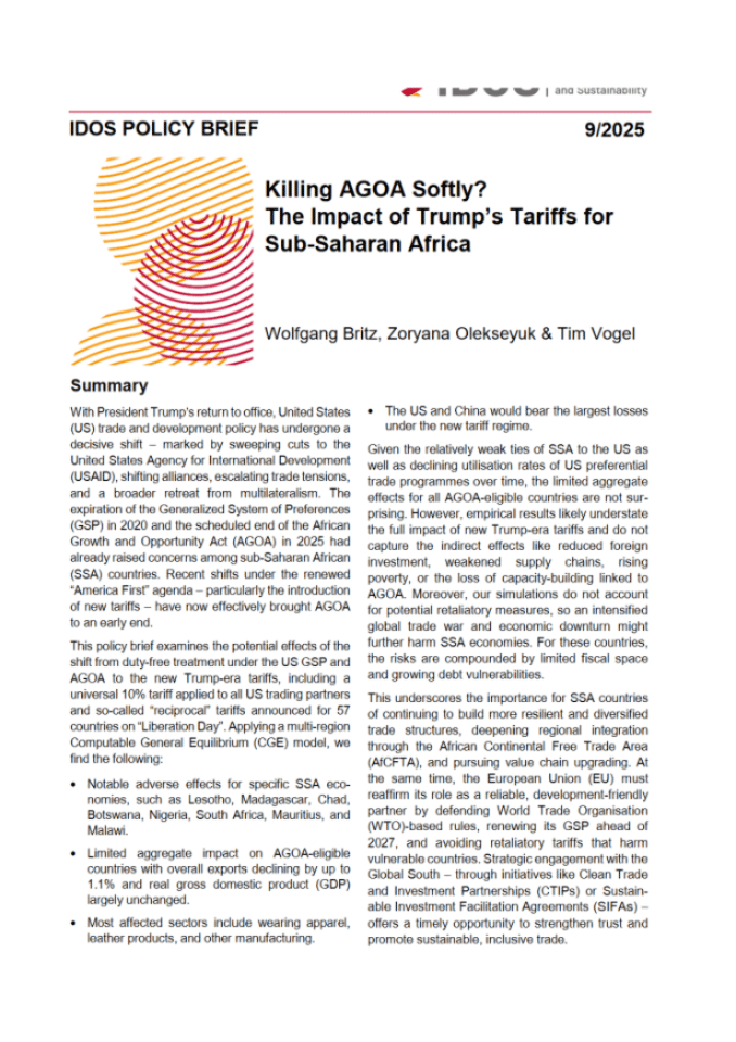 Killing AGOA Softly? The Impact of Trump’s Tariffs for Sub-Saharan Africa