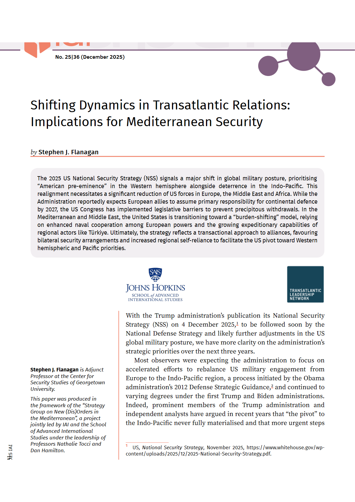 转变中的跨大西洋关系：对地中海安全的影响