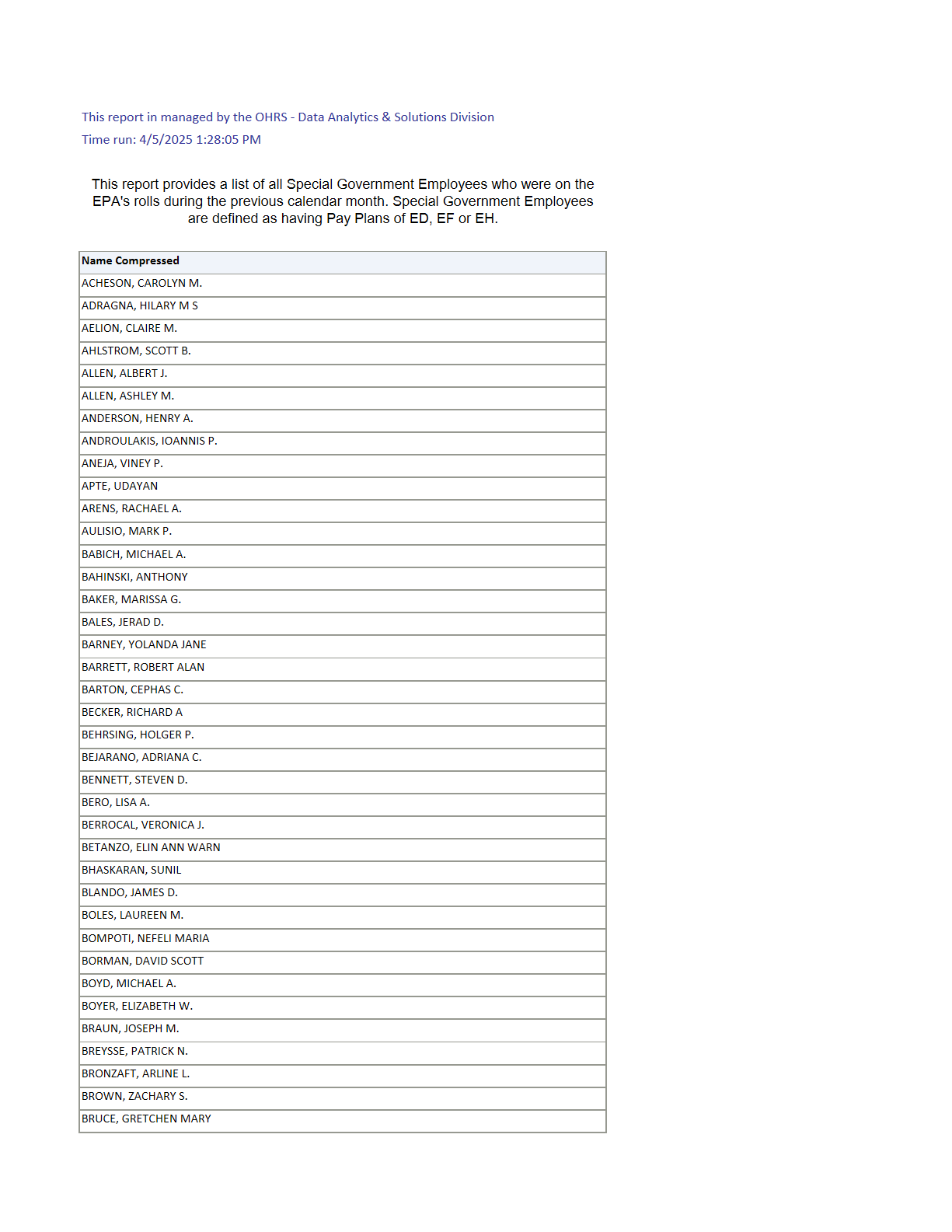 美国环保署（EPA）2025年3月“特别政府雇员”（SGE）名单分析报告