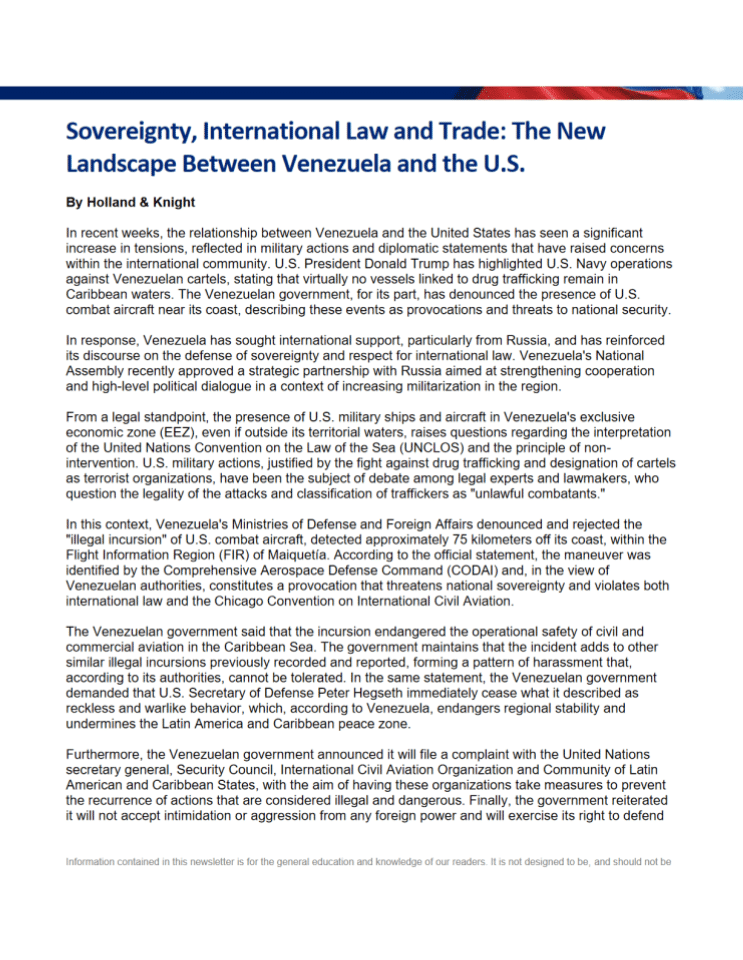 主权、国际法与贸易：委内瑞拉与美国之间的新格局