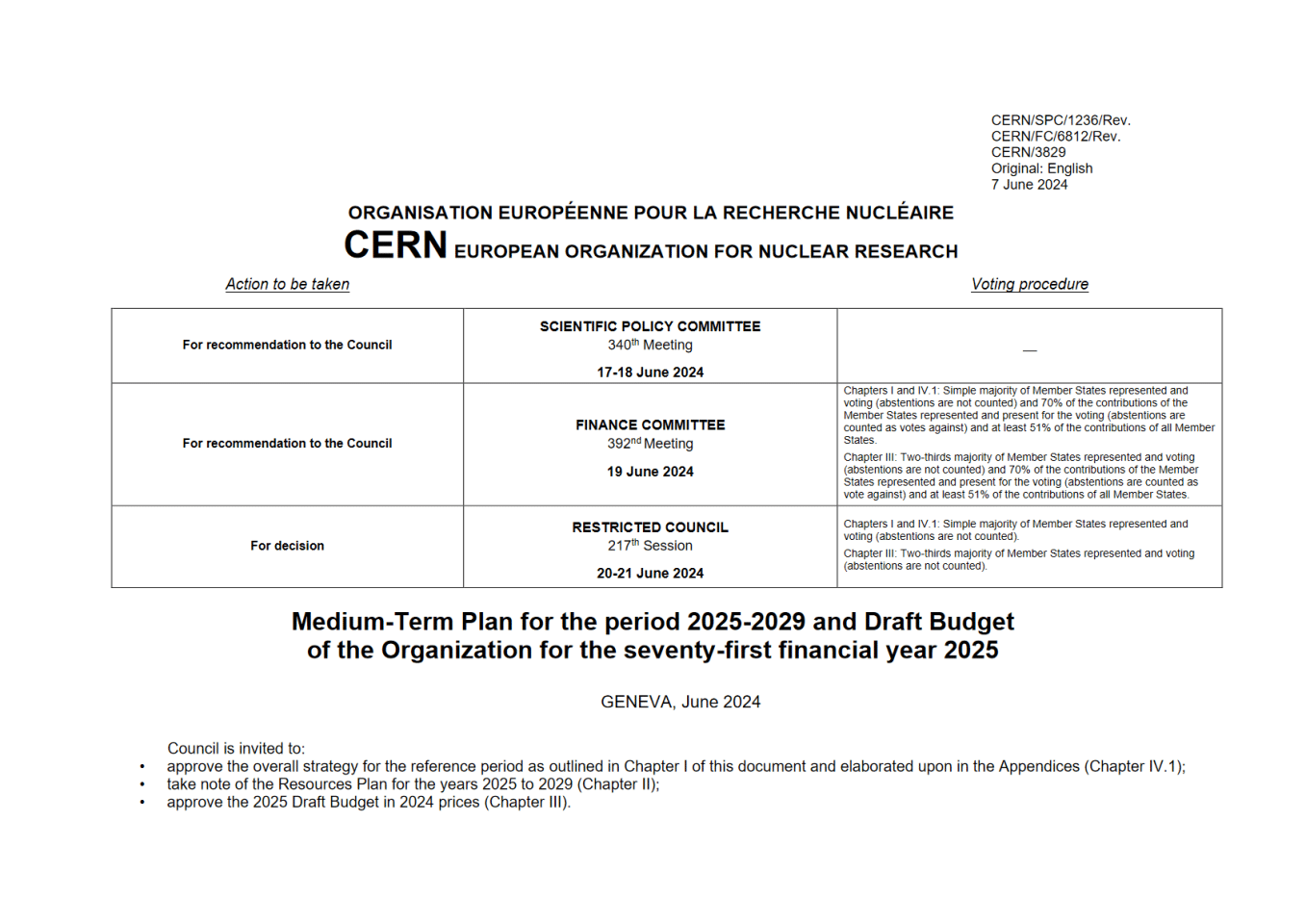 欧洲核子研究中心（CERN）：2025-2029年中期计划，包括LHC升级、未来对撞机研究、加速器技术与研发等