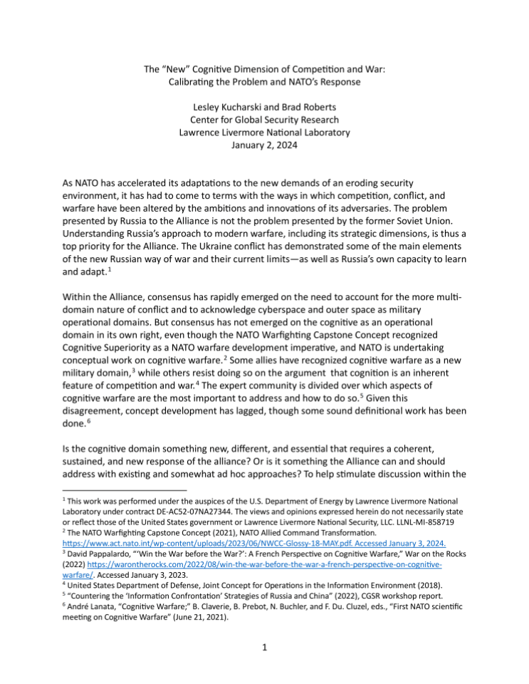 竞争与战争的“新”认知维度：校准问题与北约的应对