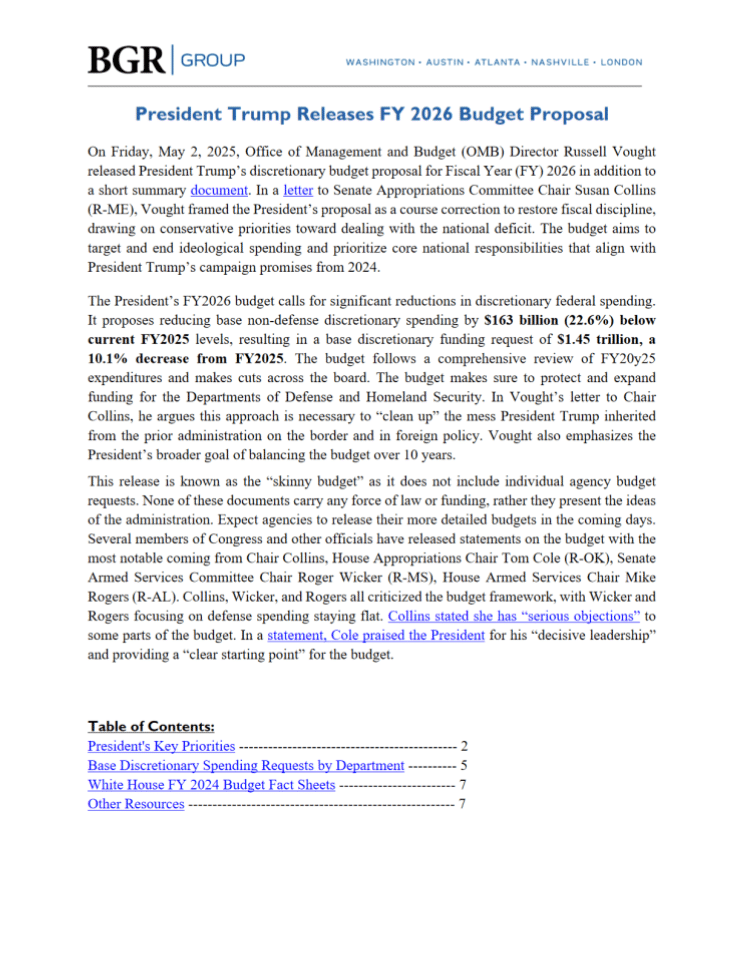 美国国际开发金融公司（DFC）：2026财年预算请求