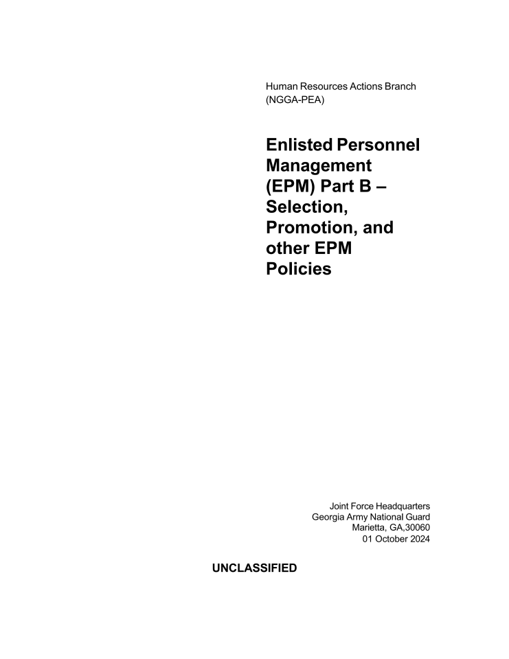 佐治亚陆军国民警卫队2025年士兵人事管理政策（B部分）