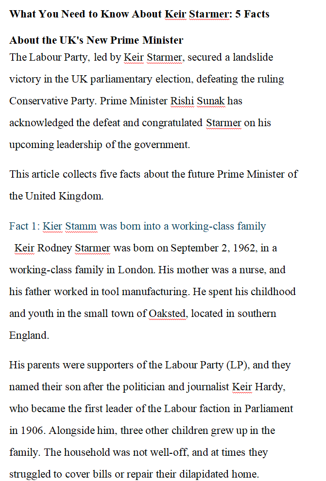 关于英国新首相基尔·斯塔默的五个核心事实