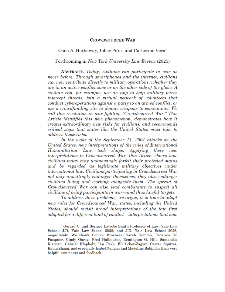 众包战争：平民技术参与的风险与国际法改革