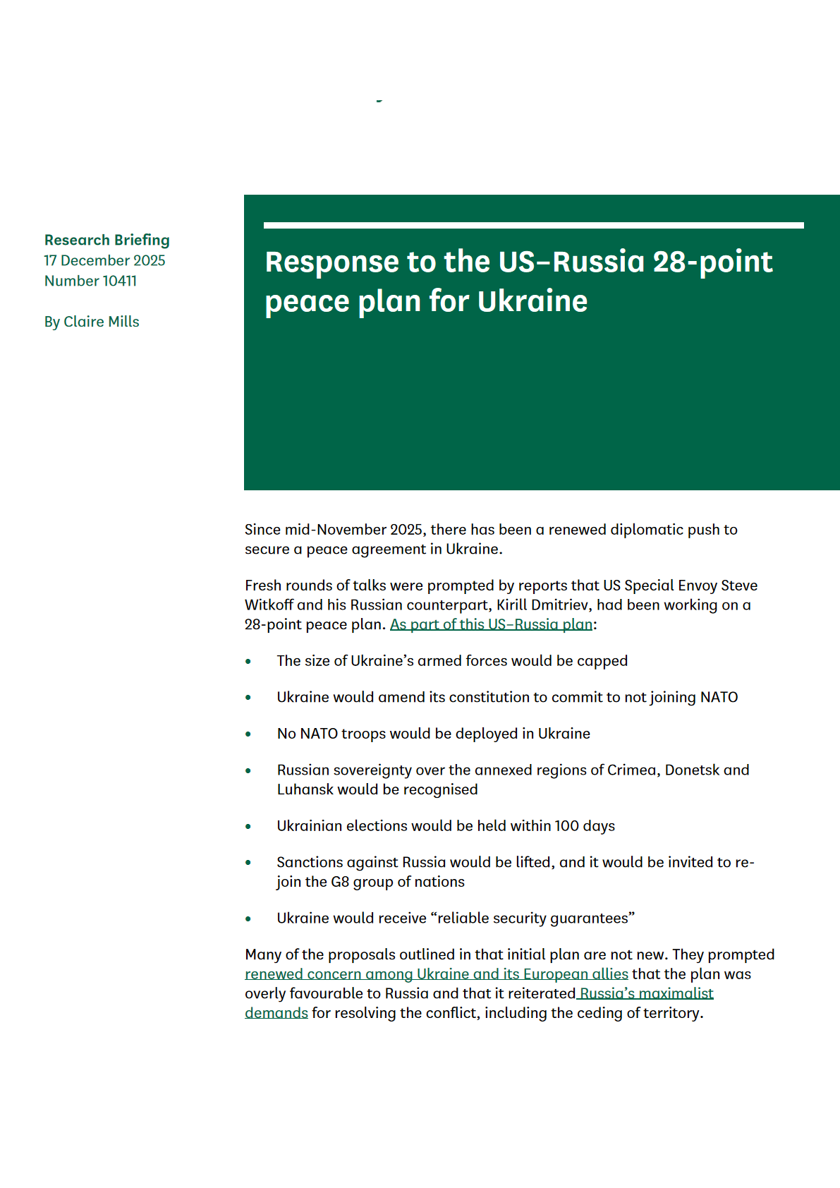 美俄和平计划草案分析：乌克兰28点和平计划及各方反应