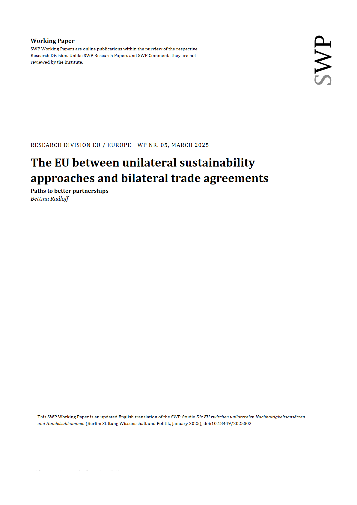 欧盟在单边可持续发展方法与双边贸易协定之间的伙伴关系途径