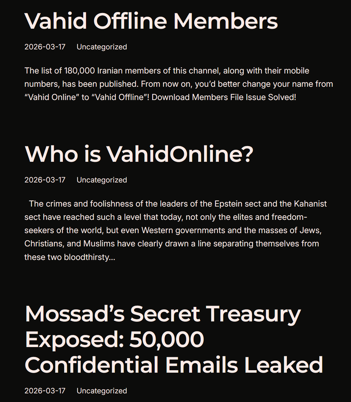 Handala Hack Team发布的重要威胁情报事件一览